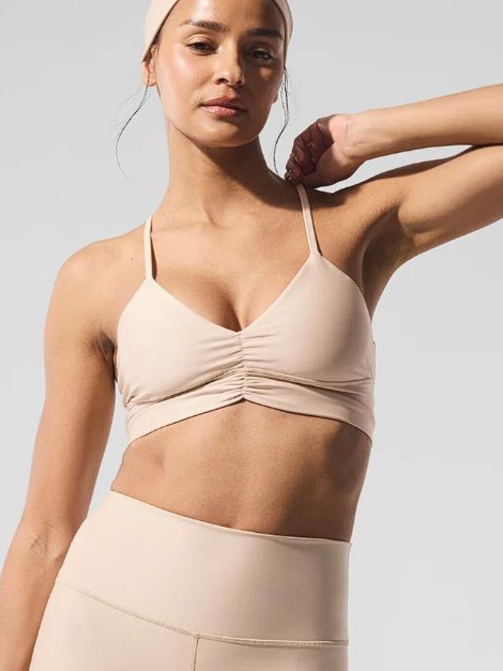 ALO YOGA Women's Airlift Divine Bra Size S In Macadamia